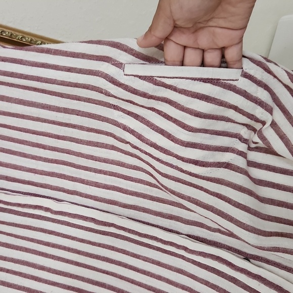 TShirt Dress Striped Sleeveless with Lace Hem Pockets Summer Beach Vacation - Picture 4 of 10